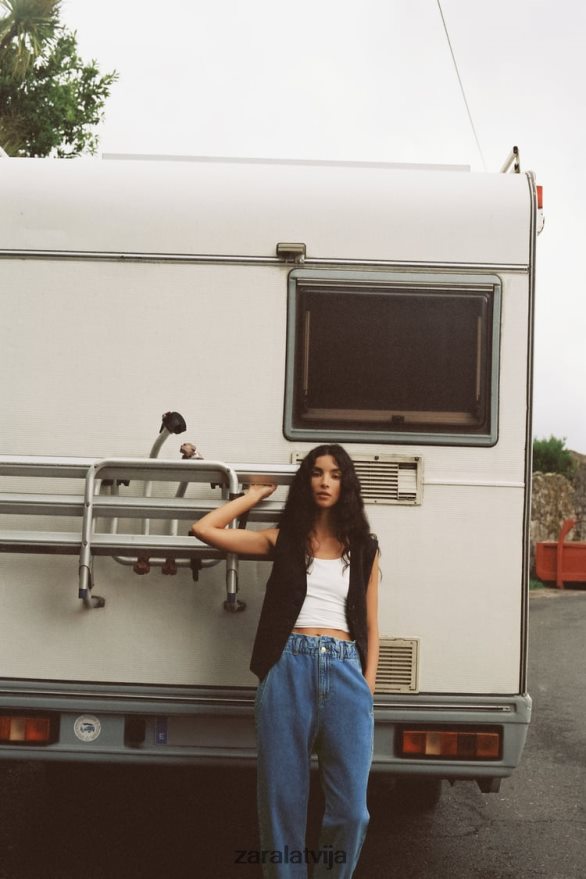 pielāgota lina maisījuma veste sievietes Zara melns 6ZTV40219 apģērbs