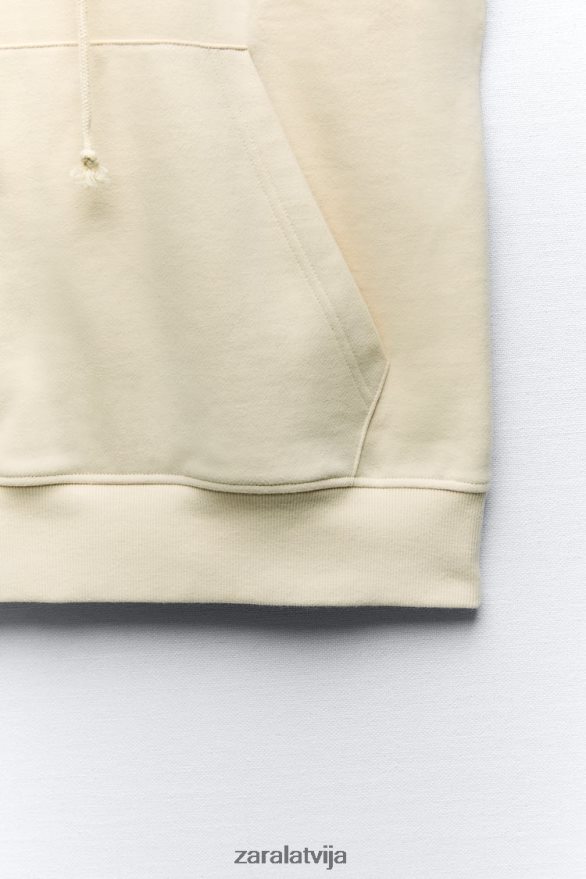 plīša lielizmēra veste ar kapuci sievietes Zara ekru 6ZTV40195 apģērbs
