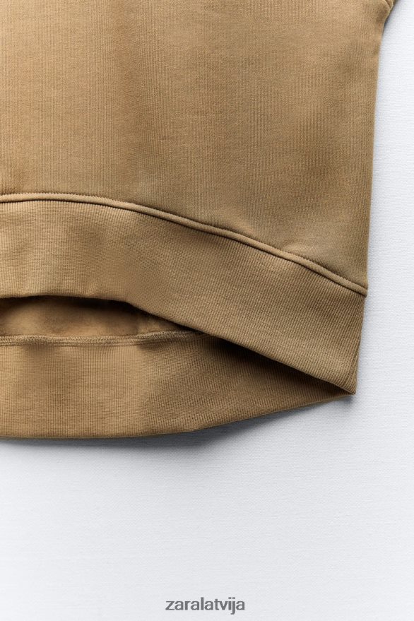 plīša veste sievietes Zara haki 6ZTV40193 apģērbs