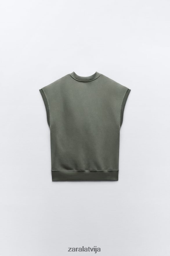 plīša veste sievietes Zara haki 6ZTV40202 apģērbs