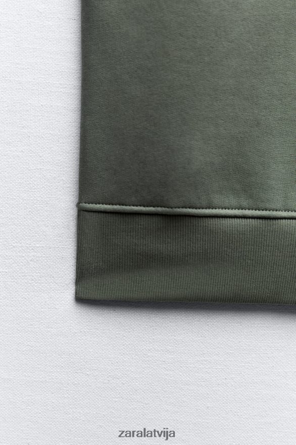 plīša veste sievietes Zara haki 6ZTV40202 apģērbs