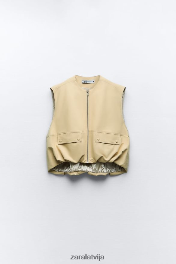 savilkta apakšmala kokvilnas veste sievietes Zara taupīgi brūns 6ZTV40216 apģērbs