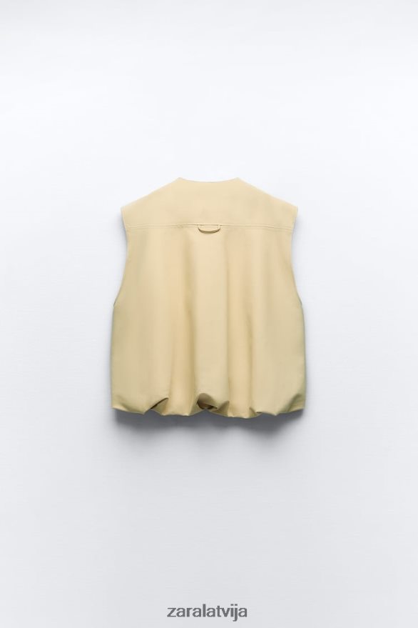 savilkta apakšmala kokvilnas veste sievietes Zara taupīgi brūns 6ZTV40216 apģērbs