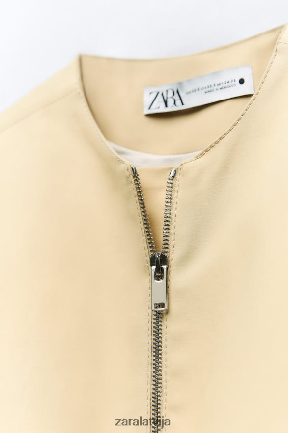 savilkta apakšmala kokvilnas veste sievietes Zara taupīgi brūns 6ZTV40216 apģērbs