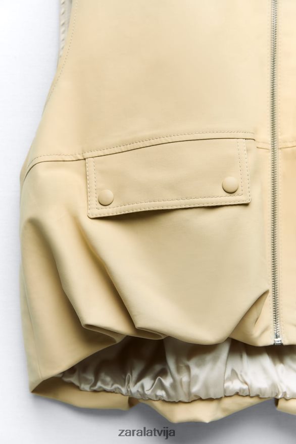 savilkta apakšmala kokvilnas veste sievietes Zara taupīgi brūns 6ZTV40216 apģērbs