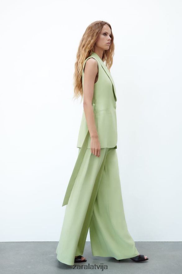 smokinga apkakles veste sievietes Zara pasteļzaļa 6ZTV40223 apģērbs