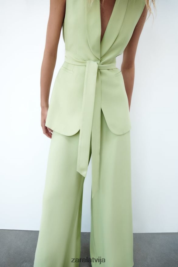 smokinga apkakles veste sievietes Zara pasteļzaļa 6ZTV40223 apģērbs