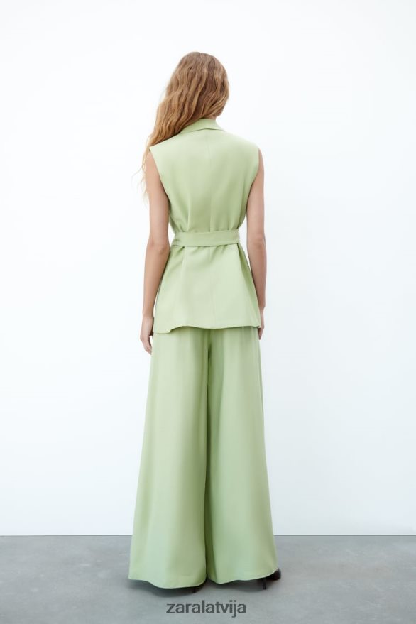 smokinga apkakles veste sievietes Zara pasteļzaļa 6ZTV40223 apģērbs