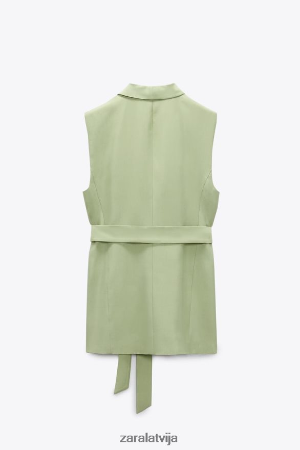 smokinga apkakles veste sievietes Zara pasteļzaļa 6ZTV40223 apģērbs