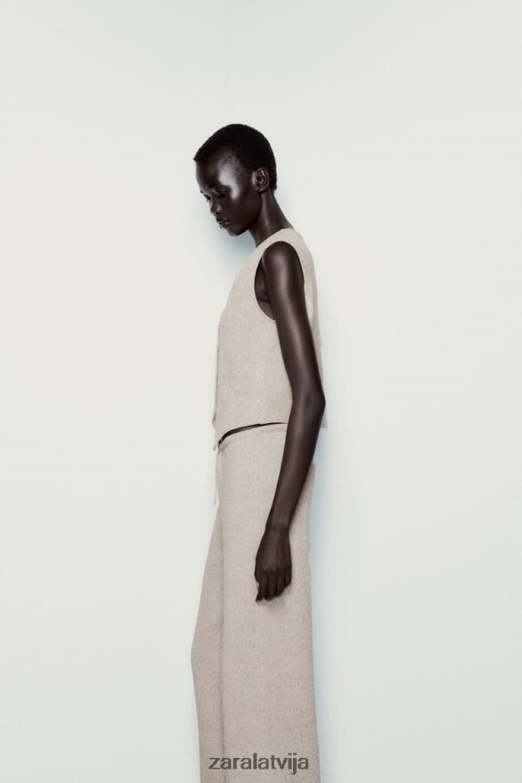 tekstūras žakarda veste sievietes Zara taupīgi brūns 6ZTV40217 apģērbs