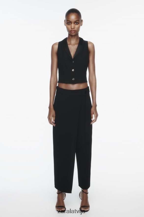 vestes augšdaļa sievietes Zara melns 6ZTV40214 apģērbs