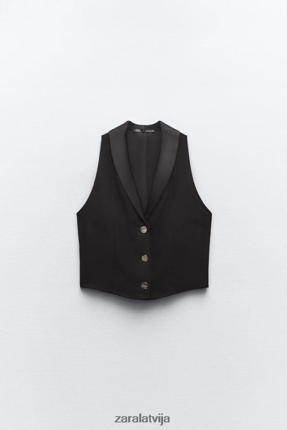 vestes augšdaļa sievietes Zara melns 6ZTV40214 apģērbs