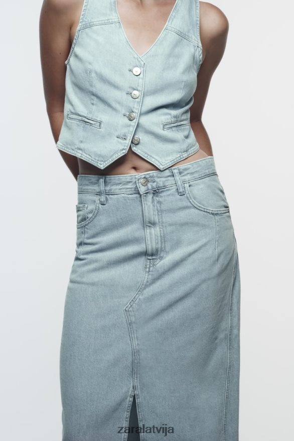 z1975 apgriezta džinsa veste sievietes Zara pelēks 6ZTV40205 apģērbs