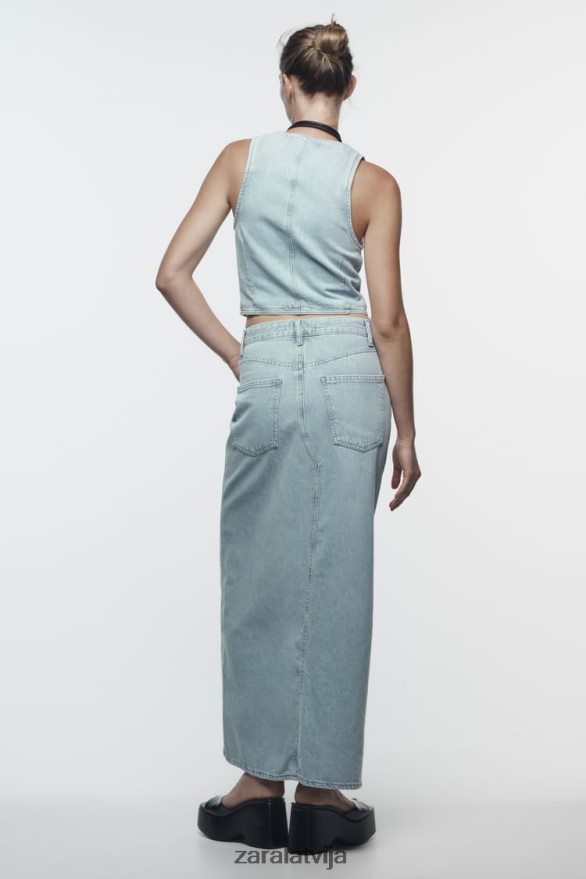 z1975 apgriezta džinsa veste sievietes Zara pelēks 6ZTV40205 apģērbs