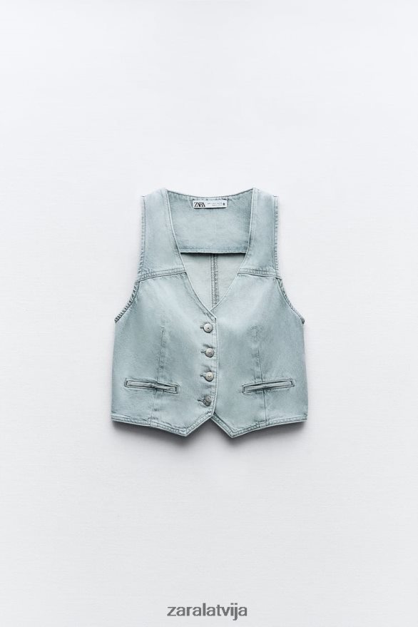 z1975 apgriezta džinsa veste sievietes Zara pelēks 6ZTV40205 apģērbs