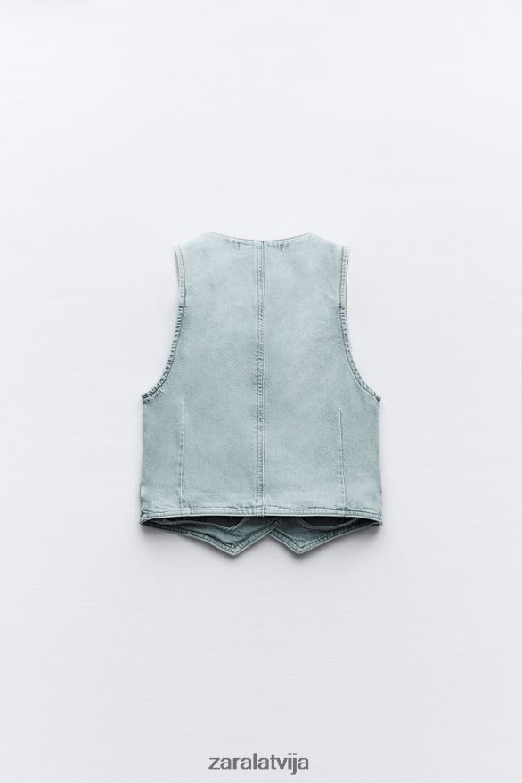 z1975 apgriezta džinsa veste sievietes Zara pelēks 6ZTV40205 apģērbs