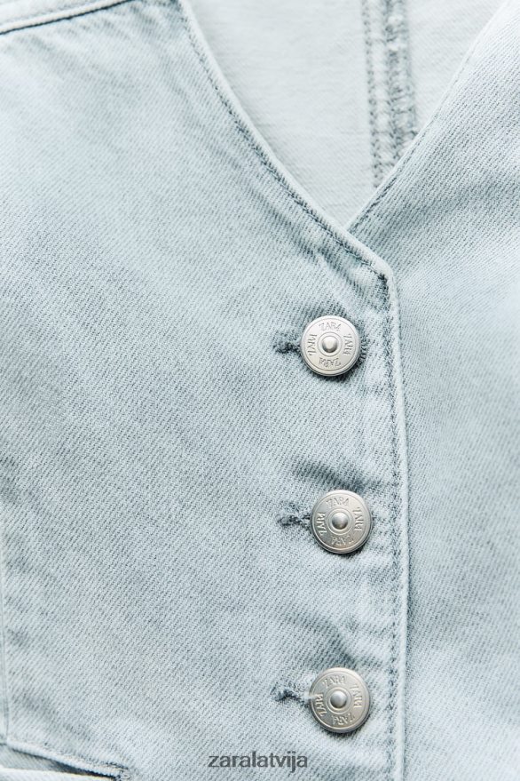 z1975 apgriezta džinsa veste sievietes Zara pelēks 6ZTV40205 apģērbs