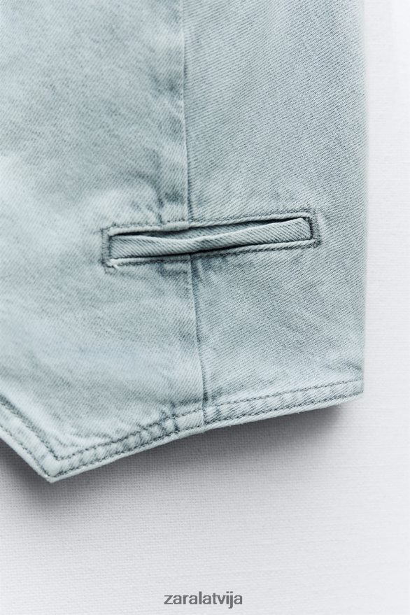 z1975 apgriezta džinsa veste sievietes Zara pelēks 6ZTV40205 apģērbs