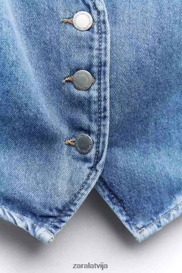 z1975 apgriezta džinsa veste sievietes Zara vidus zils 6ZTV40204 apģērbs