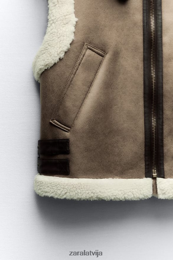 zw kolekcijas dubultā veste sievietes Zara brūns/tape 6ZTV40190 apģērbs