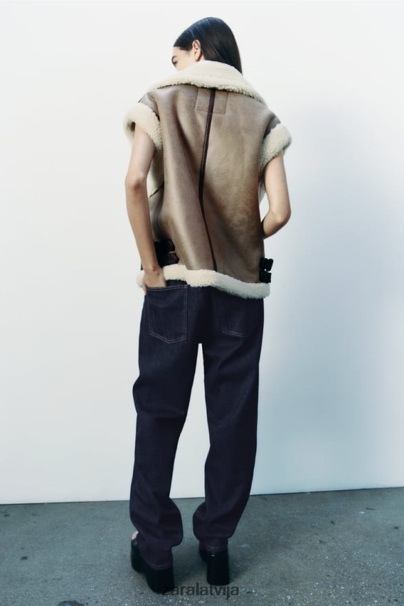 zw kolekcijas dubultā veste sievietes Zara brūns/tape 6ZTV40190 apģērbs