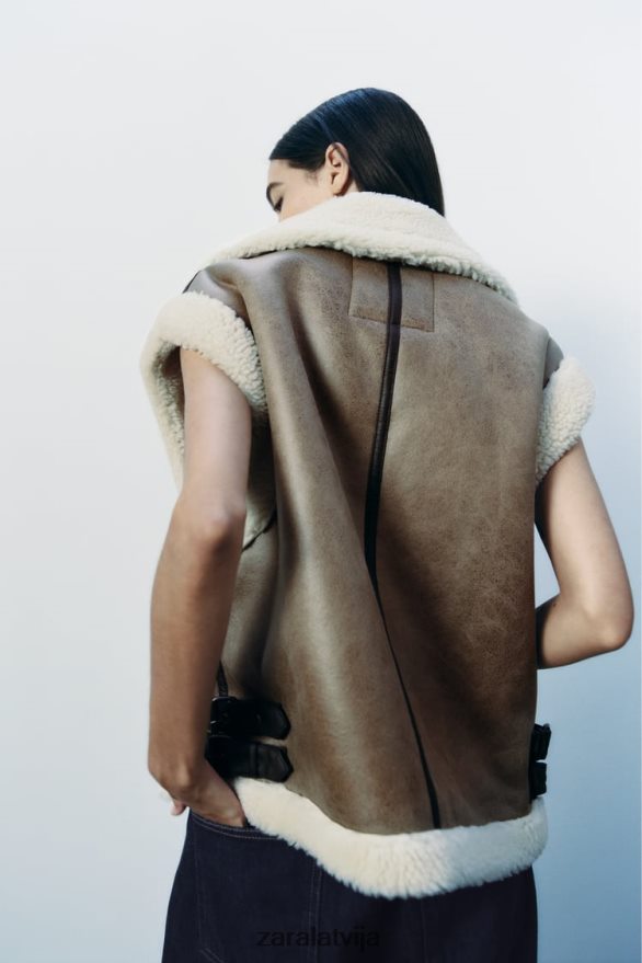 zw kolekcijas dubultā veste sievietes Zara brūns/tape 6ZTV40190 apģērbs