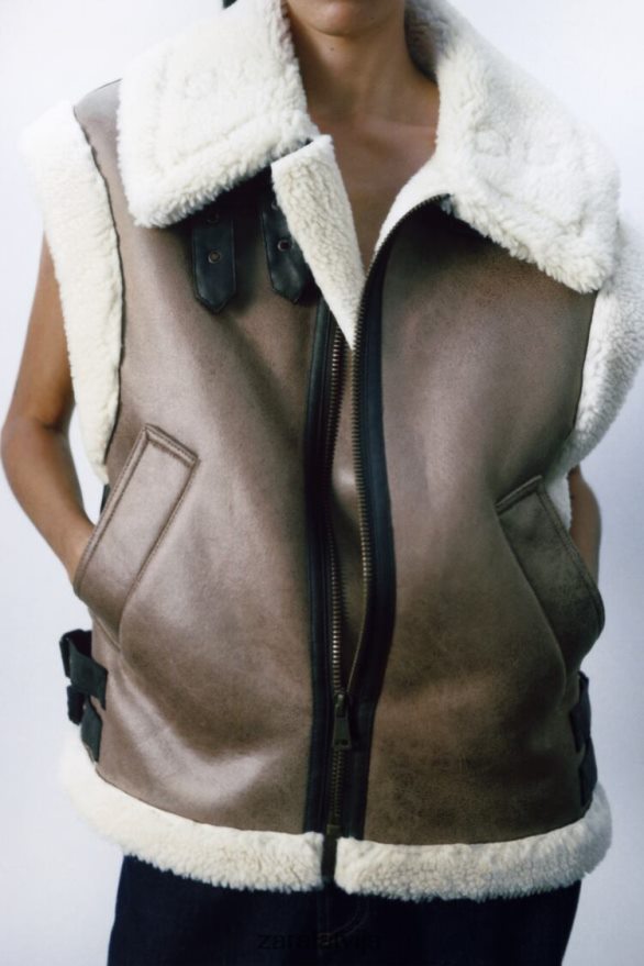 zw kolekcijas dubultā veste sievietes Zara brūns/tape 6ZTV40190 apģērbs