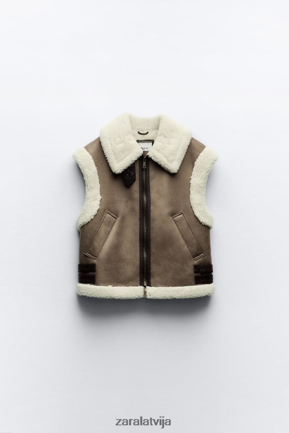 zw kolekcijas dubultā veste sievietes Zara brūns/tape 6ZTV40190 apģērbs