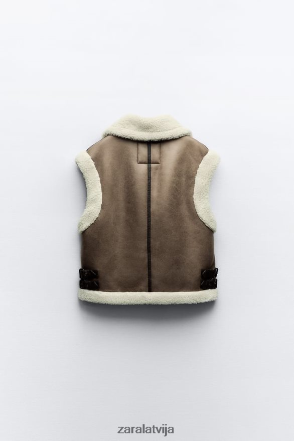 zw kolekcijas dubultā veste sievietes Zara brūns/tape 6ZTV40190 apģērbs