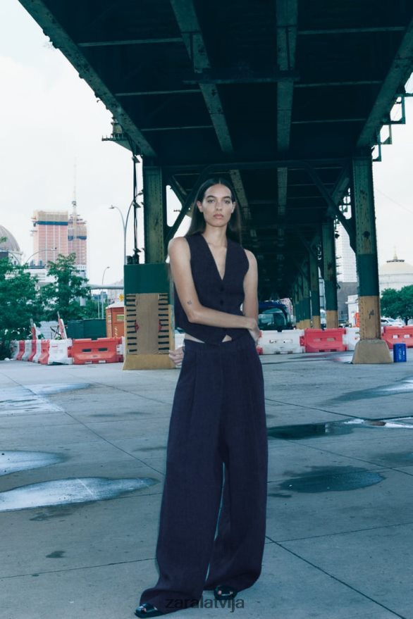 zw kolekcijas muguras veste sievietes Zara indigo 6ZTV40189 apģērbs