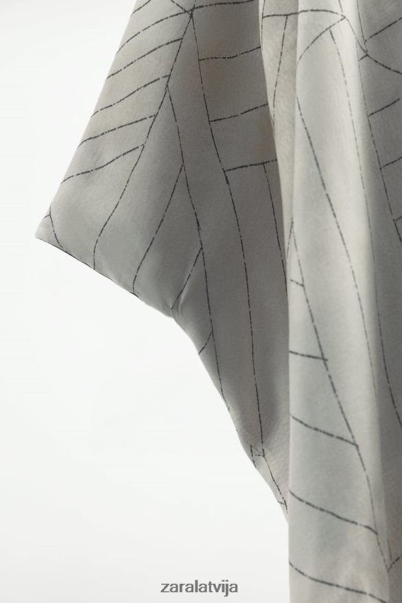 apgriežams apdrukāts kimono sievietes Zara zils/melns 6ZTV40136 apģērbs