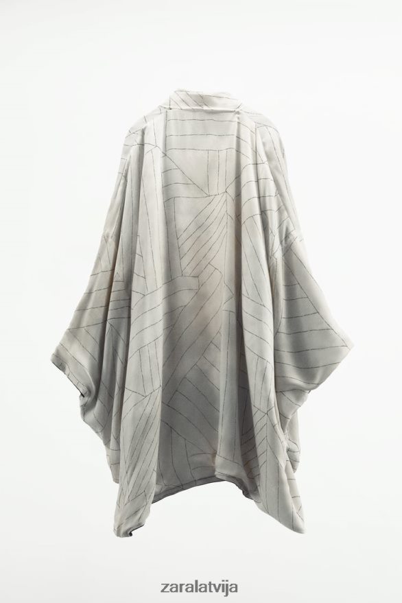 apgriežams apdrukāts kimono sievietes Zara zils/melns 6ZTV40136 apģērbs
