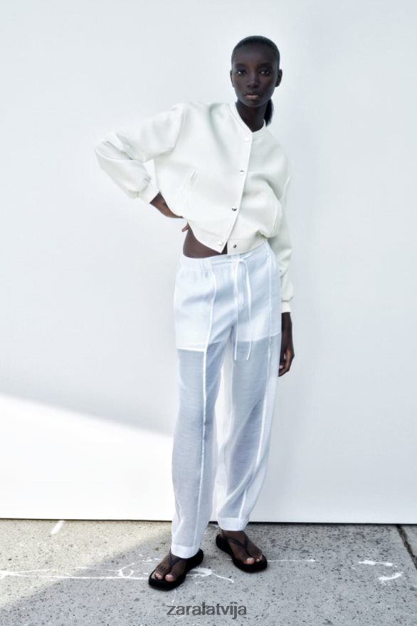 apgriezts bumbvedējs sievietes Zara ekru 6ZTV40137 apģērbs