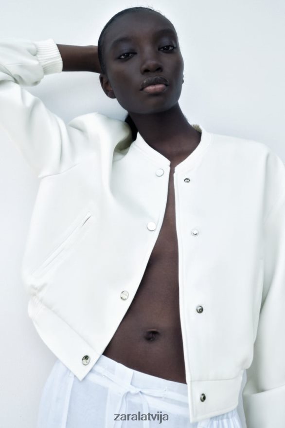 apgriezts bumbvedējs sievietes Zara ekru 6ZTV40137 apģērbs