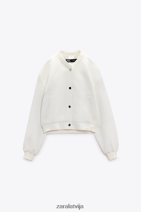 apgriezts bumbvedējs sievietes Zara ekru 6ZTV40137 apģērbs