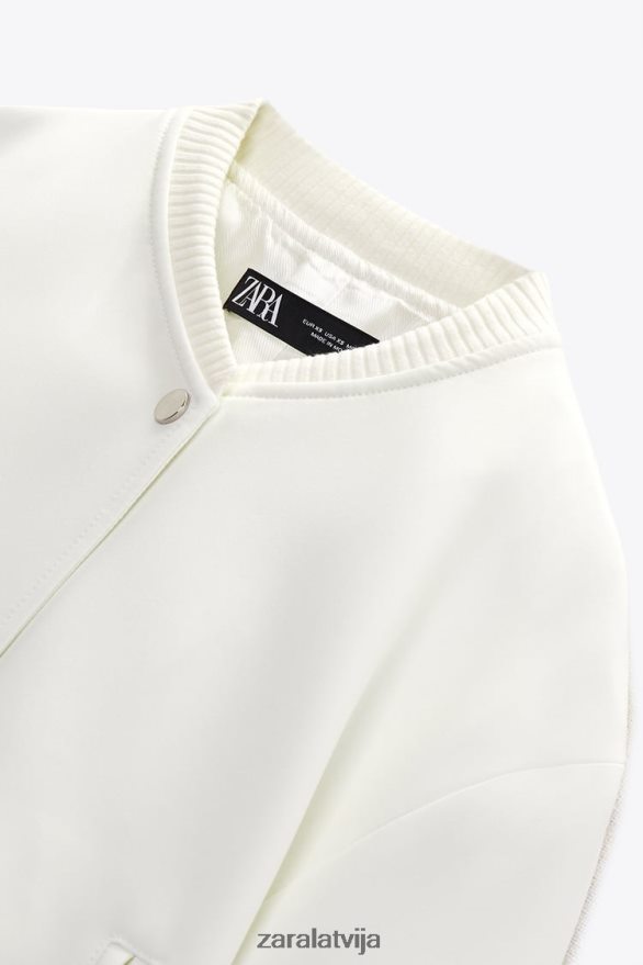 apgriezts bumbvedējs sievietes Zara ekru 6ZTV40137 apģērbs