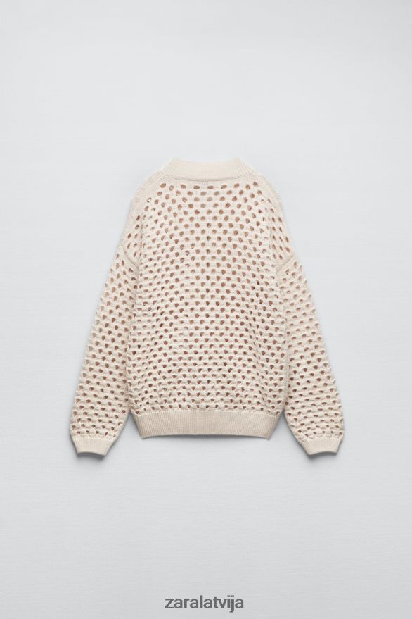 atvērta adīta bomber jaka sievietes Zara ekru 6ZTV40133 apģērbs