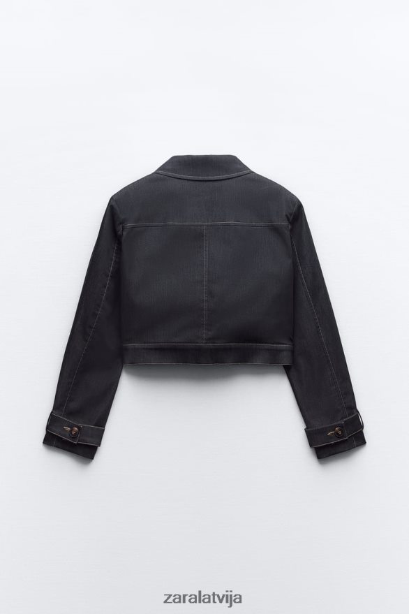 augššūta crop jaka sievietes Zara indigo 6ZTV4086 apģērbs