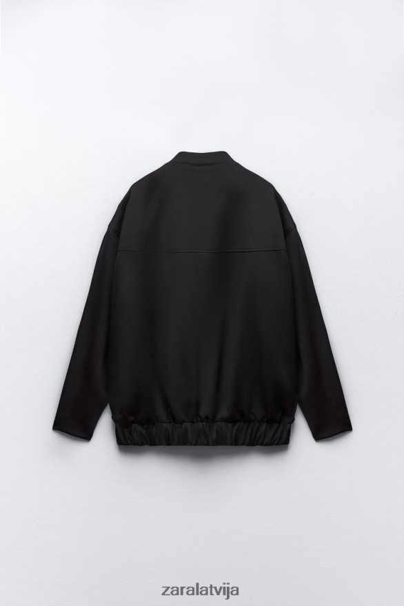 bomber jaka ar atloku sievietes Zara melns 6ZTV4068 apģērbs