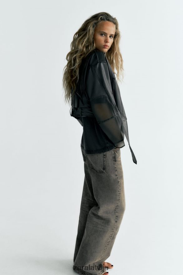 crop caurspīdīga jaka sievietes Zara oriģināls 6ZTV4094 apģērbs