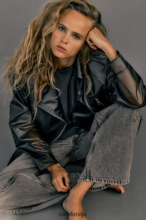 crop caurspīdīga jaka sievietes Zara oriģināls 6ZTV4094 apģērbs