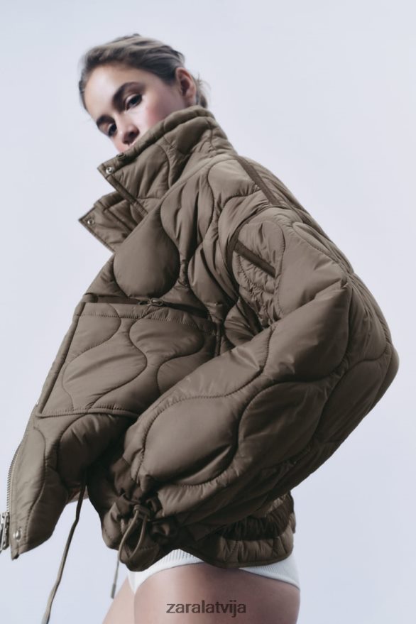 ūdeni atgrūdoša kārta sievietes Zara taupe pelēks 6ZTV4022 apģērbs
