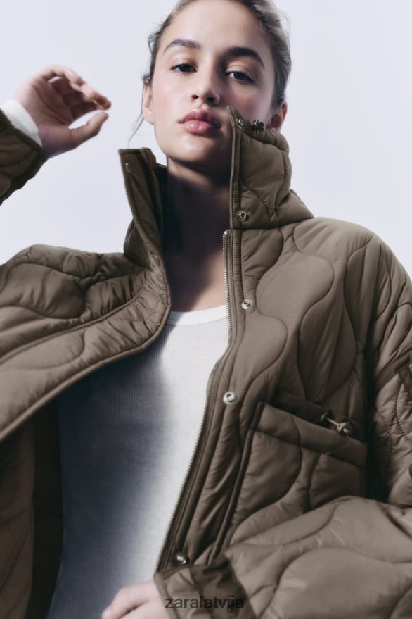 ūdeni atgrūdoša kārta sievietes Zara taupe pelēks 6ZTV4022 apģērbs