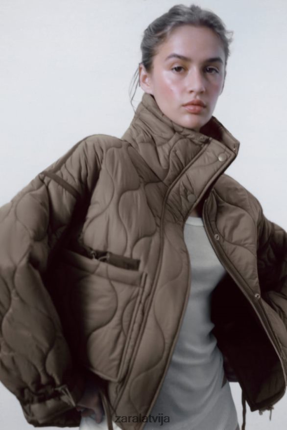 ūdeni atgrūdoša kārta sievietes Zara taupe pelēks 6ZTV4022 apģērbs