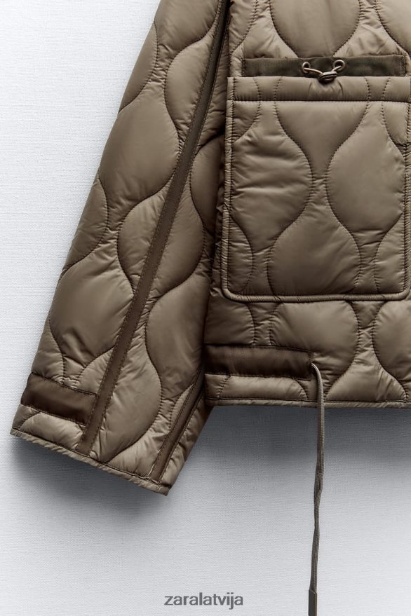 ūdeni atgrūdoša kārta sievietes Zara taupe pelēks 6ZTV4022 apģērbs