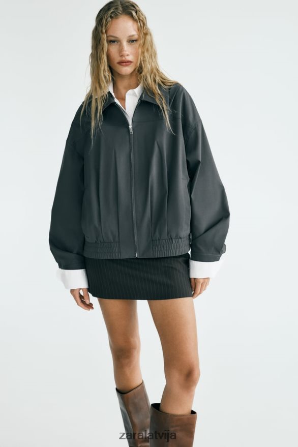 ūdeni atgrūdoša taisna piegriezuma bomberjaka sievietes Zara tumši pelēks 6ZTV4064 apģērbs