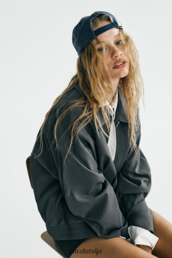 ūdeni atgrūdoša taisna piegriezuma bomberjaka sievietes Zara tumši pelēks 6ZTV4064 apģērbs