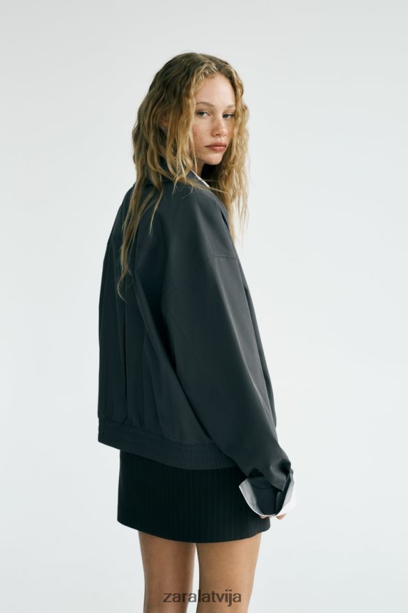 ūdeni atgrūdoša taisna piegriezuma bomberjaka sievietes Zara tumši pelēks 6ZTV4064 apģērbs