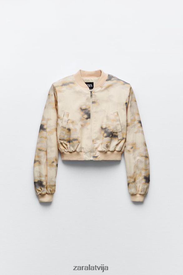 drukāts bumbvedējs sievietes Zara bēšs 6ZTV4043 apģērbs