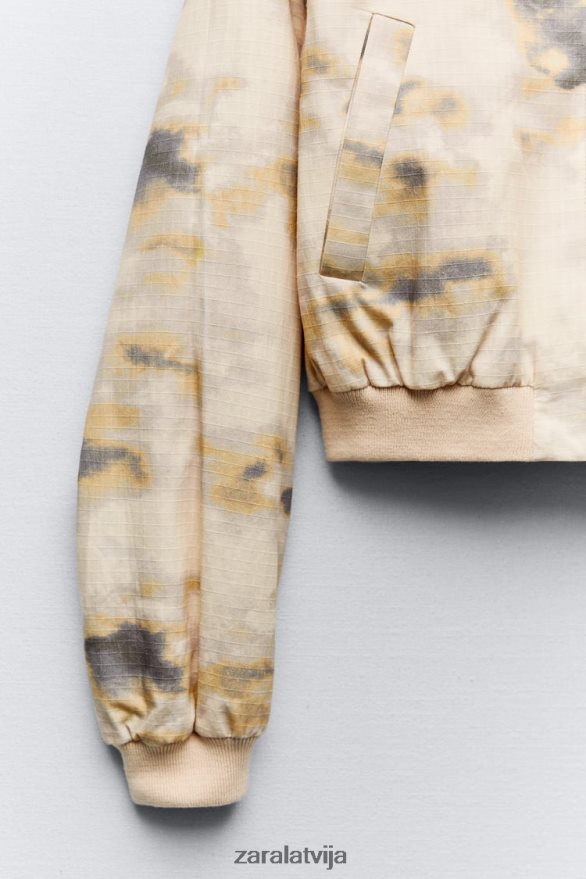 drukāts bumbvedējs sievietes Zara bēšs 6ZTV4043 apģērbs